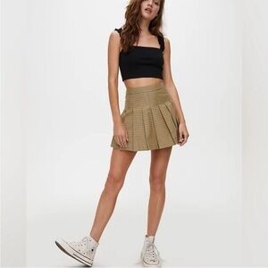 Sunday Best Yellow Plaid Highrise Pleated Tennis Mini Skirt Size 2 Cotton Blend